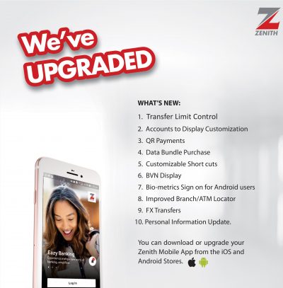 We’ve upgraded! Zenith Bank transforms its mobile banking application/newsheadline247