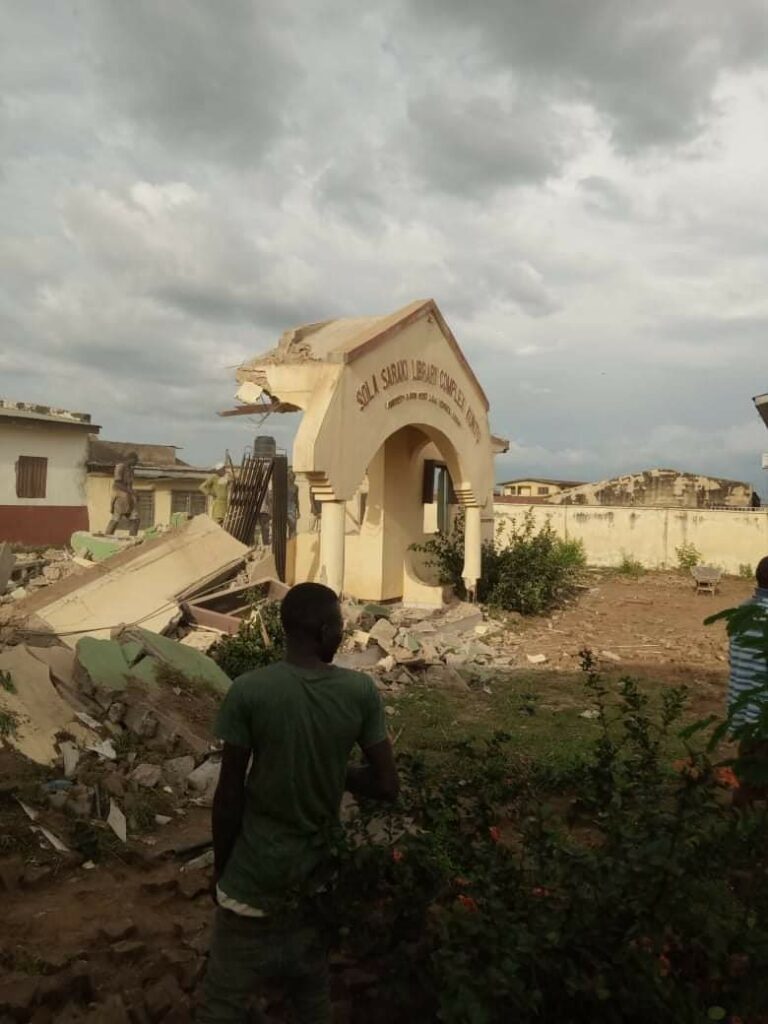 Saraki, Gbemi Kick As Library Named After Their Father Is Demolished