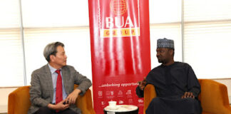 South Korean Ambassador pays courtesy call on BUA Group R-L; Kabiru Rabiu, Group Executive Director, BUA Group and Kim Young-Chae, Ambassador of South Korea to Nigeria during a courtesy call by the Ambassador to the BUA Group HQ in Lagos