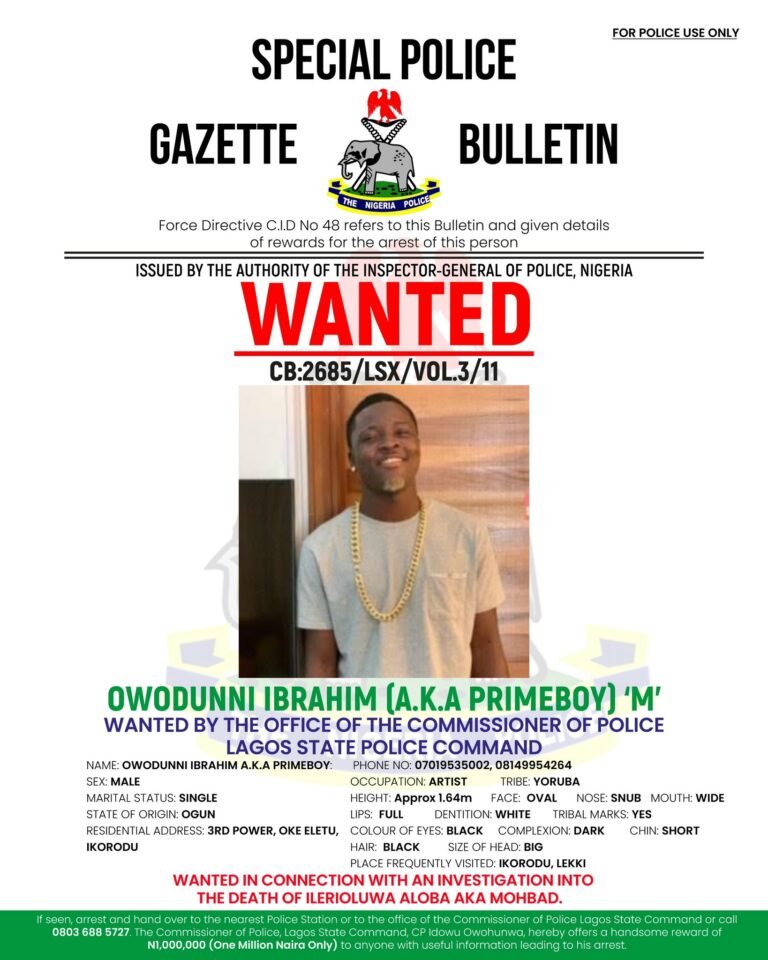 Mohbad: Lagos Police Declares Primeboy wanted