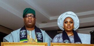 Adron Homes CEO Emmanuelking, Wife, Aderonke Bag PCRC Golden Grand National Patron/Matron Honour