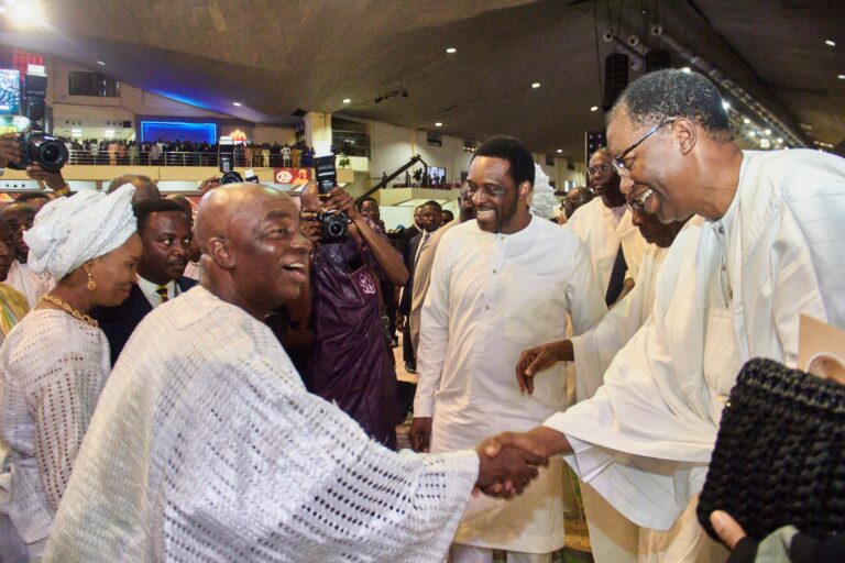 [Photos] Otunba Gbenga Daniel, Obasanjo, Sanwo-Olu, Others Celebrate Oyedepo @70