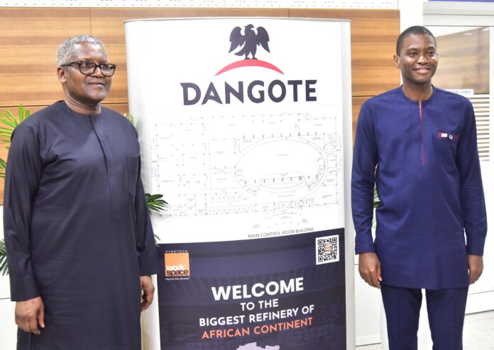 L-R: President/CE, Dangote Industries Limited, Aliko Dangote and Prime Minister, Grenada and Chairman CARICOM, Hon. Dickon Mitchell, during the Prime Minister’s visit to Dangote Petroleum Refinery, Petrochemicals and Fertiliser Plant in Lekki, on Friday October 10, 2024.