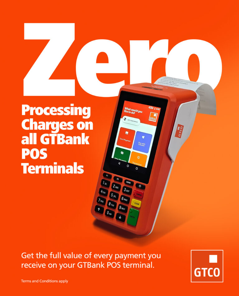 Zero Charges… GTBank Removes Processing Fee On POS Terminals To Support Businesses