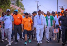 Ondo Gov Aiyedatiwa Leads Massive Health Walk for Golden Jubilee: Stresses Fitness & Spiritual Renewal