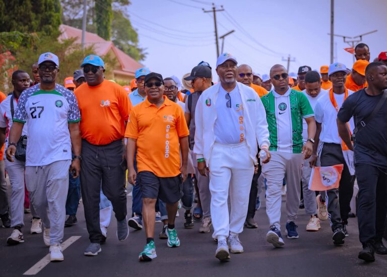 Ondo Gov Aiyedatiwa Leads Massive Health Walk for Golden Jubilee: Stresses Fitness & Spiritual Renewal