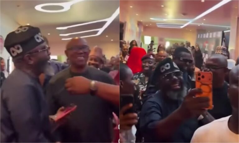 Tinubu Supporter in Signature Cap Goes Viral After Scrambling for Selfie with Peter Obi in Lagos
