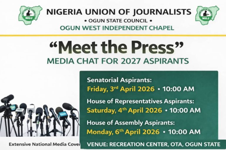 [PRESS RELEASE] NUJ OGUN WEST INDEPENDENT CHAPEL TO HOST “MEET THE PRESS” MEDIA CHAT FOR 2027 ASPIRANTS